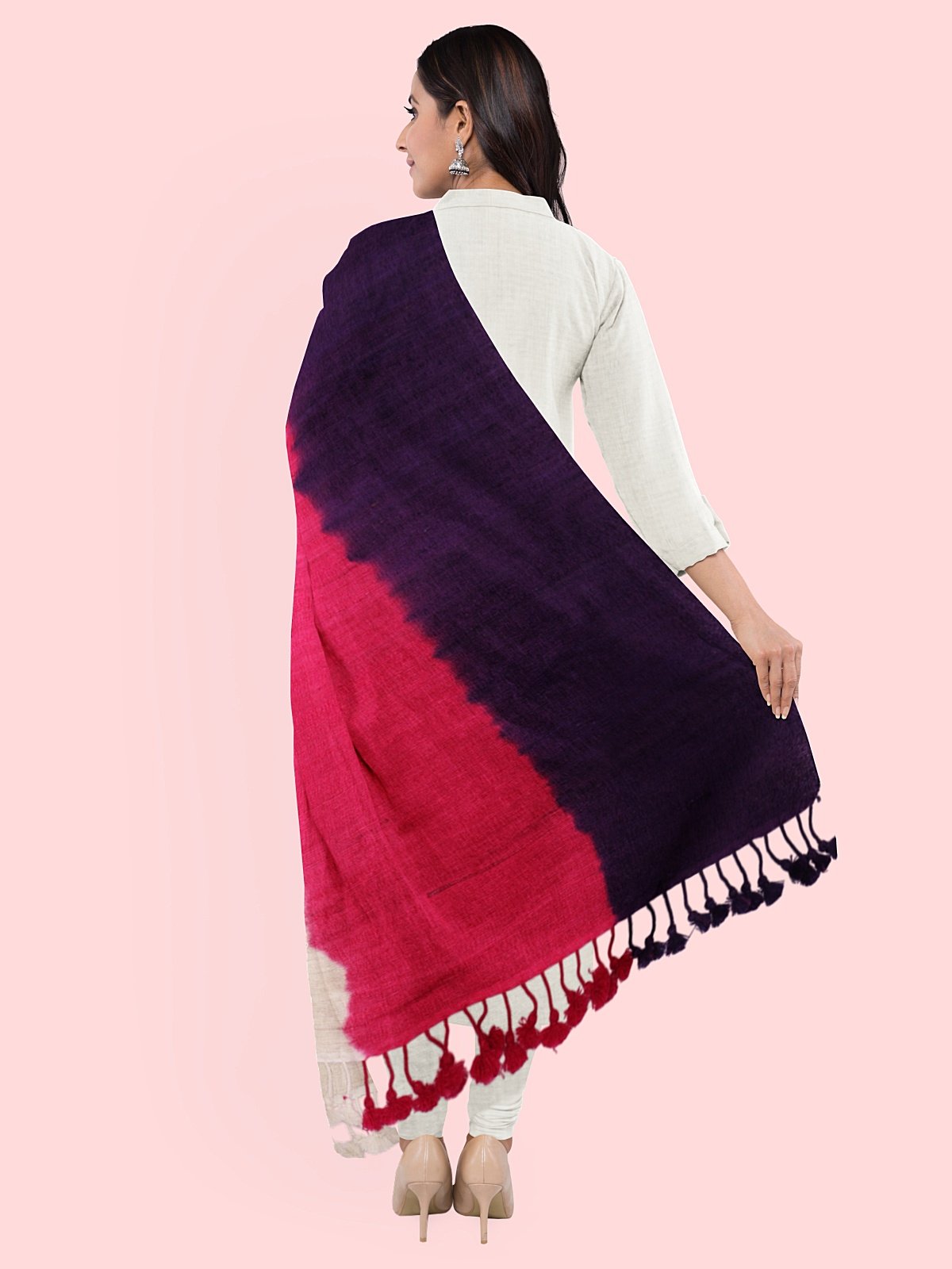 3 Shade Bleed Style Stole with Tassels (8)