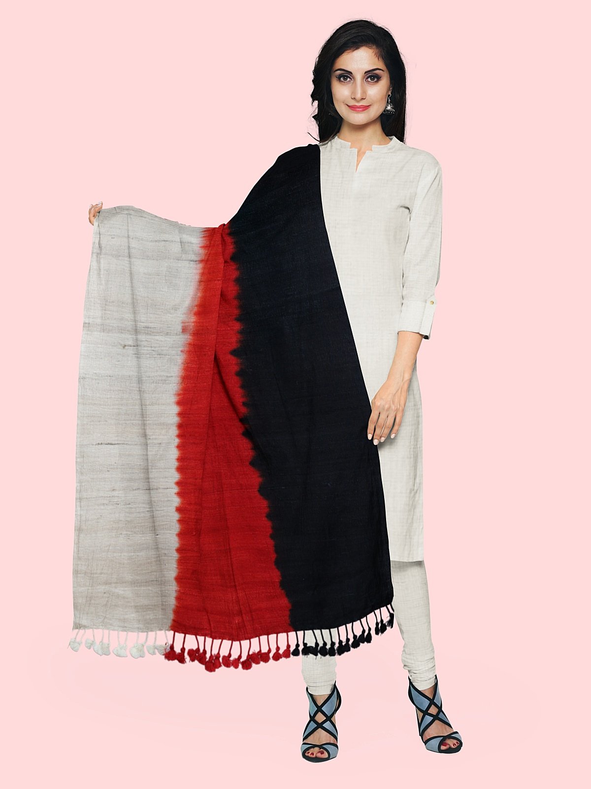 3 Shade Ghicha Silk-Woolen Stole (2)