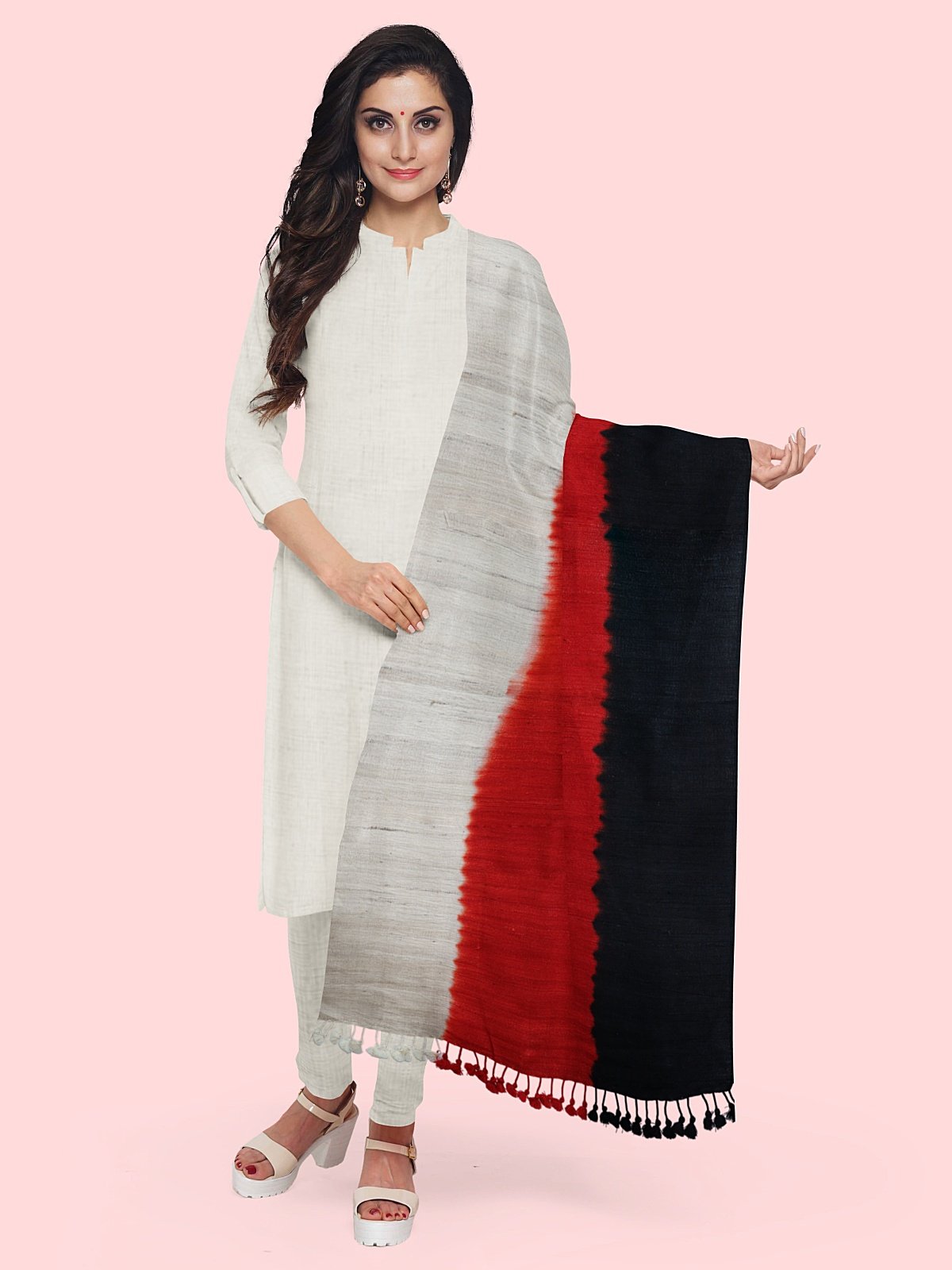 3 Shade Ghicha Silk-Woolen Stole (3)