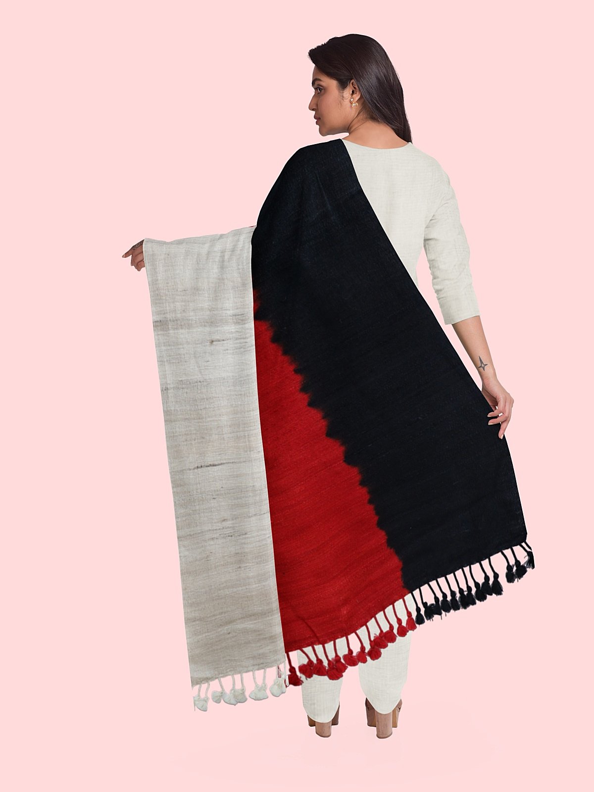 3 Shade Ghicha Silk-Woolen Stole (5)