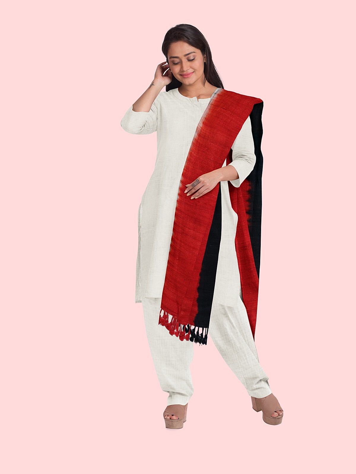 3 Shade Ghicha Silk-Woolen Stole (6)