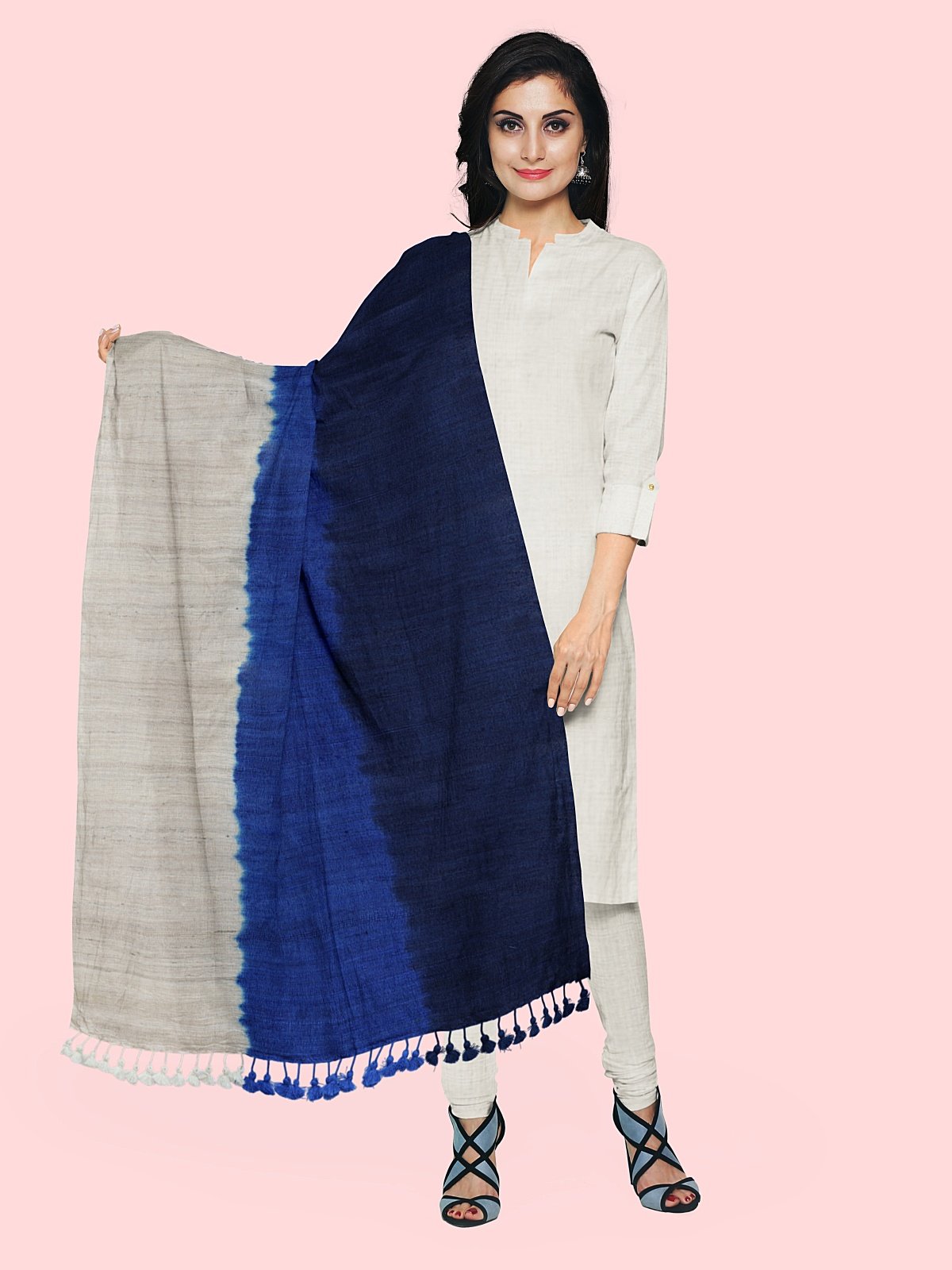 3 Shade Woven Silk-Woolen Stole (2)