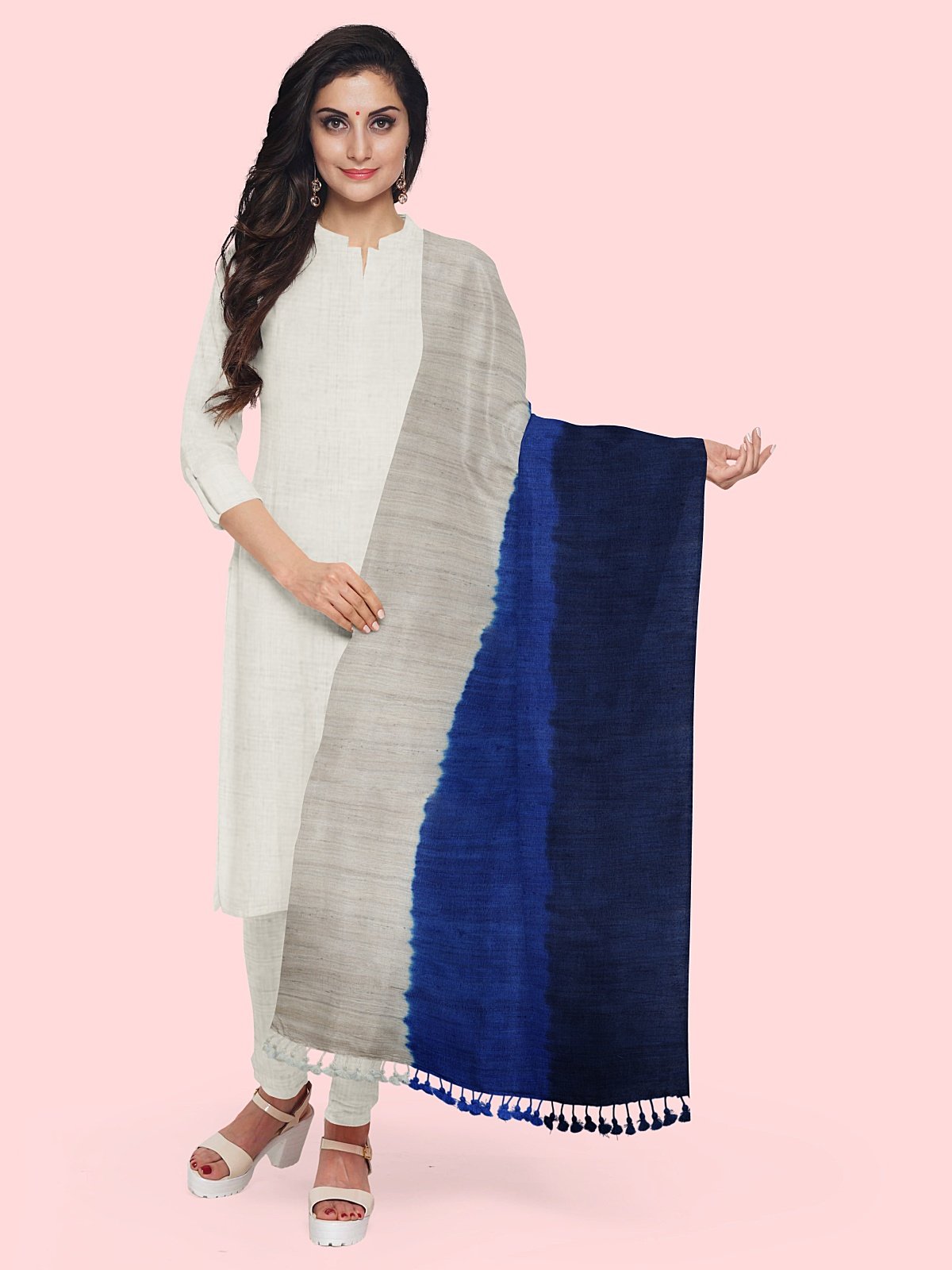 3 Shade Woven Silk-Woolen Stole (3)