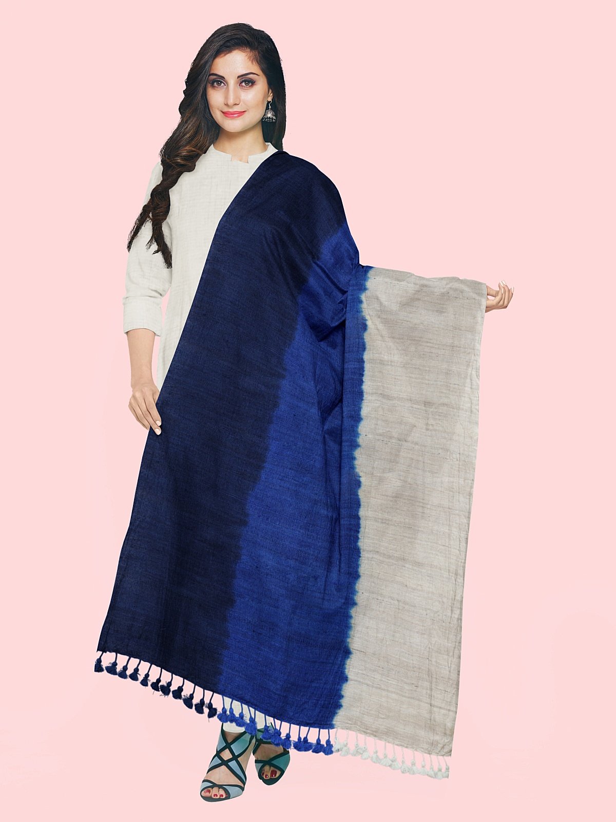3 Shade Woven Silk-Woolen Stole (4)