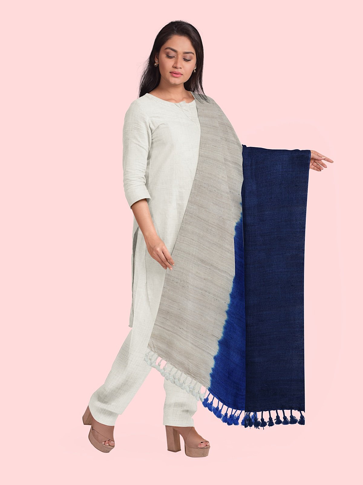 3 Shade Woven Silk-Woolen Stole (7)