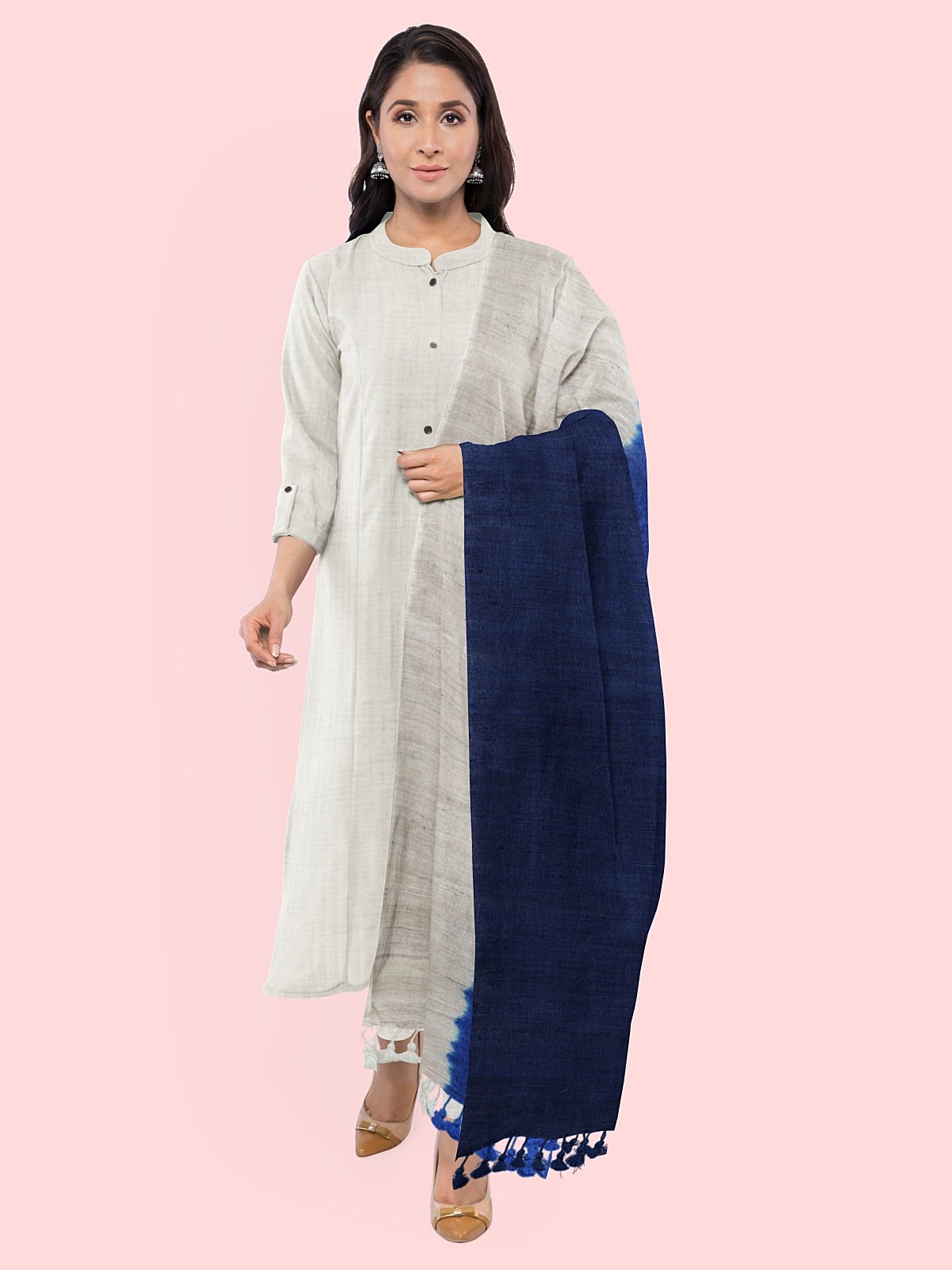 3 Shade Woven Silk-Woolen Stole (9)