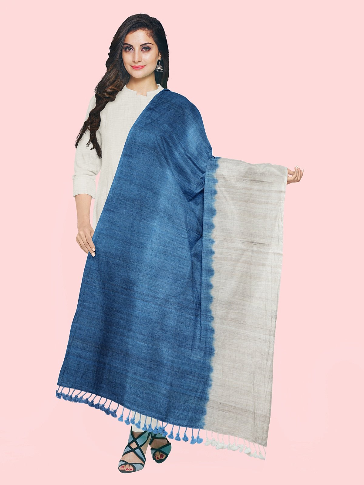 Handmade 2 Shade Woven Stole (4)