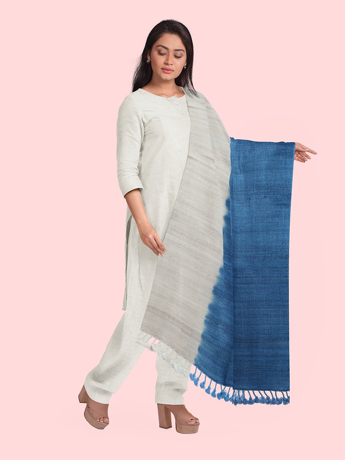 Handmade 2 Shade Woven Stole (7)