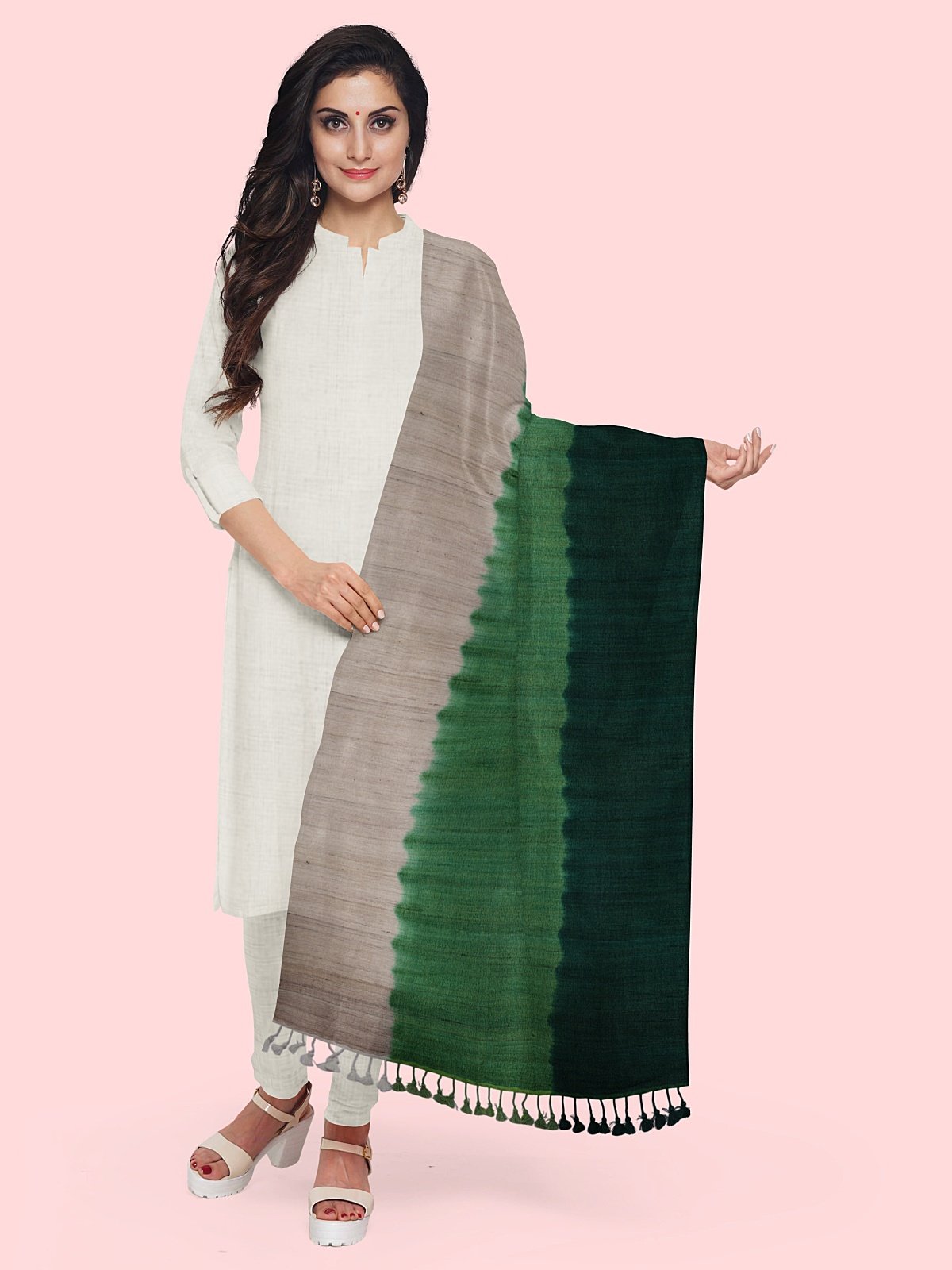 Handmade 3 Shade Woven Stole (3)