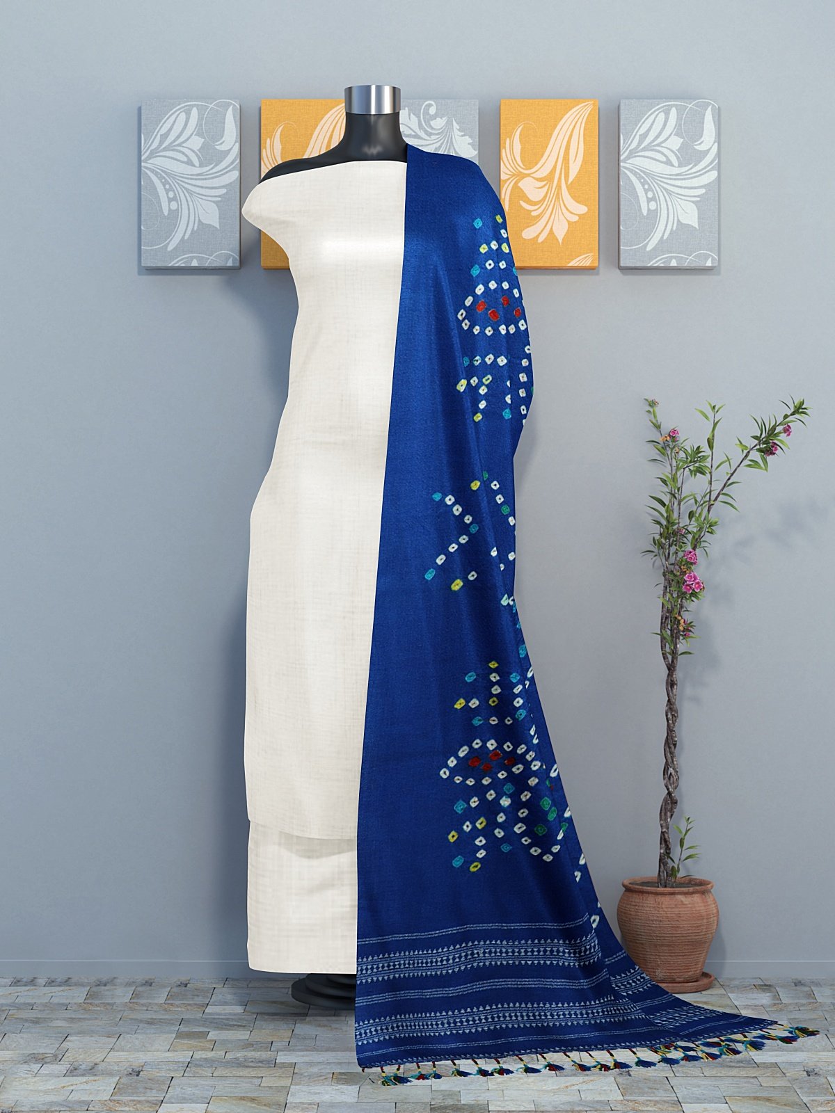 Handmade Cashmilon Blue Color Shawl (1)
