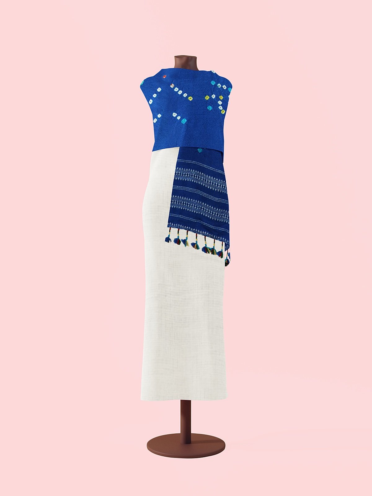 Handmade Cashmilon Blue Color Shawl (2)