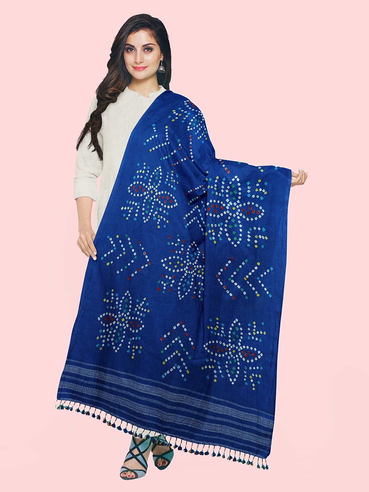 Handmade Cashmilon Blue Color Shawl (29)