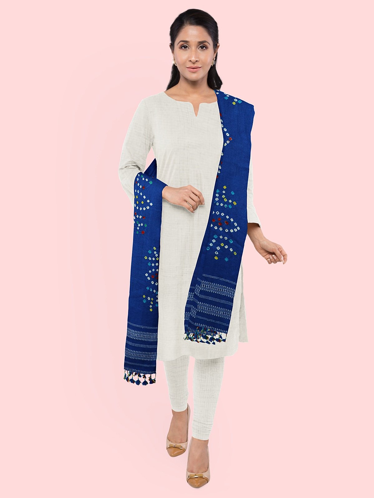 Handmade Cashmilon Blue Color Shawl (34)