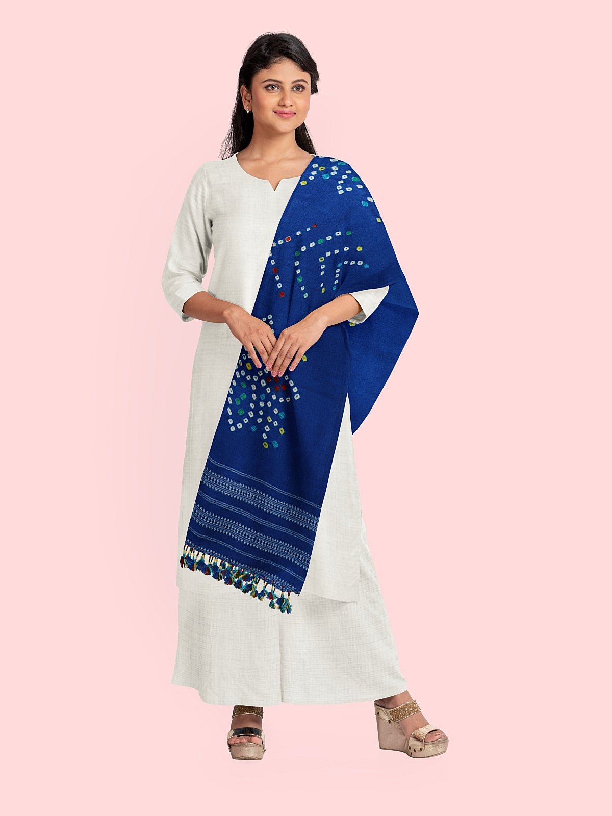 Handmade Cashmilon Blue Color Shawl (37)