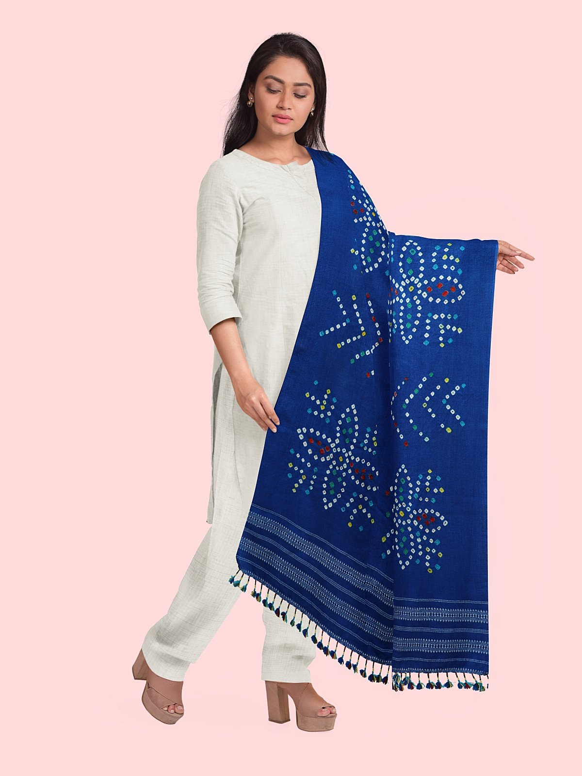 Handmade Cashmilon Blue Color Shawl (41)