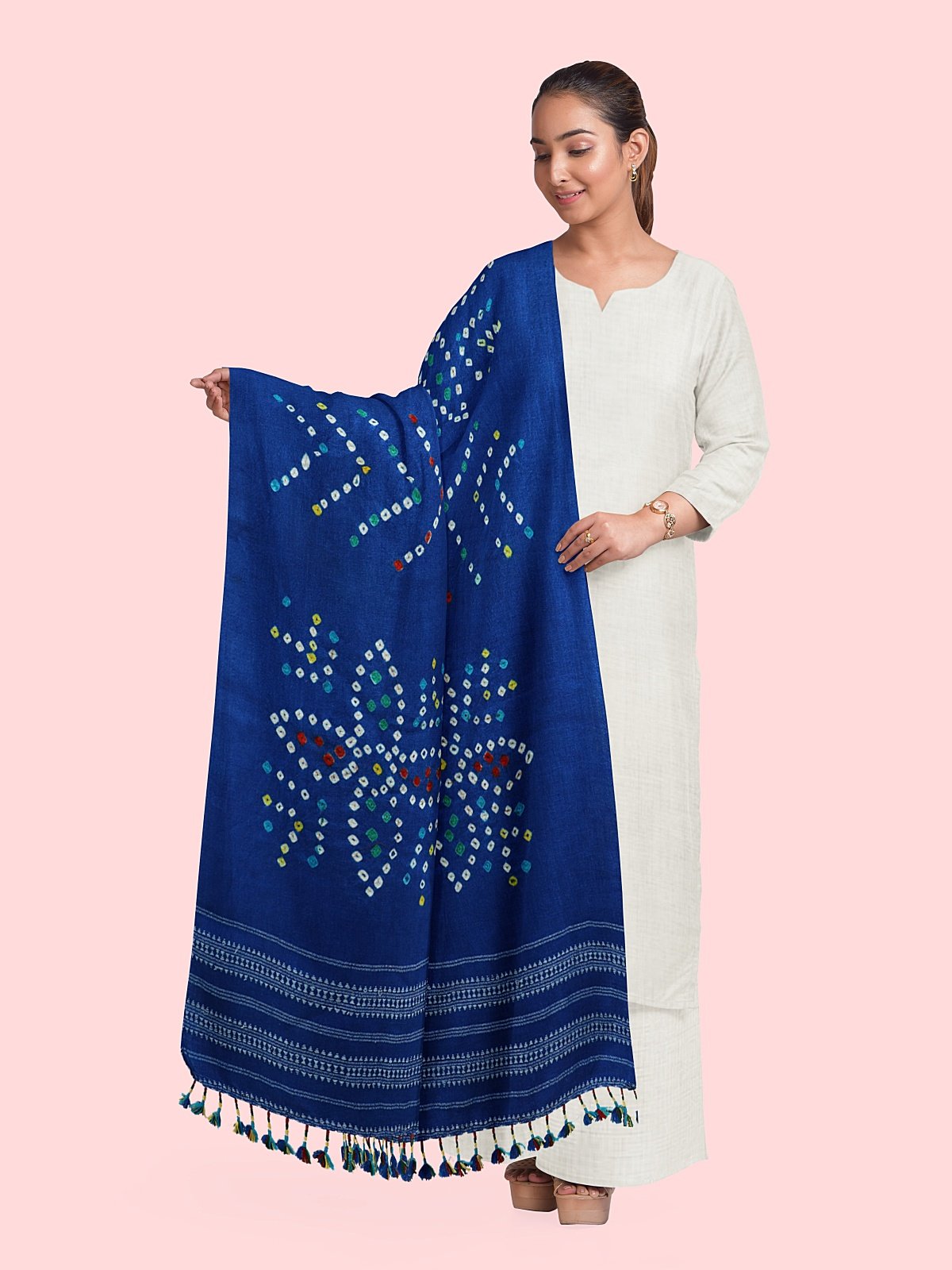 Handmade Cashmilon Blue Color Shawl (44)