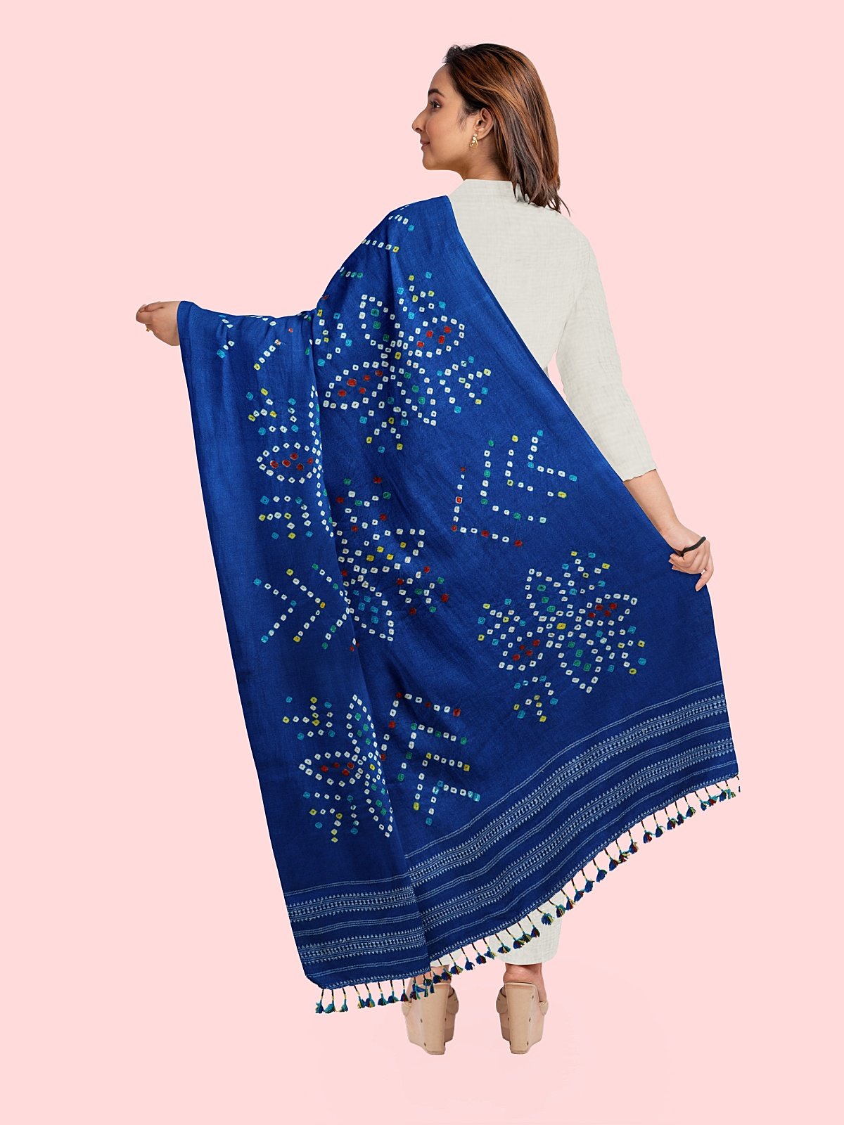 Handmade Cashmilon Blue Color Shawl (45)