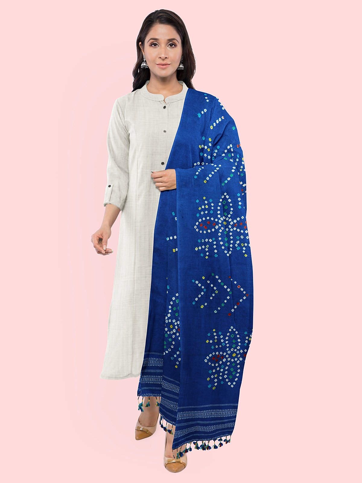 Handmade Cashmilon Blue Color Shawl (52)