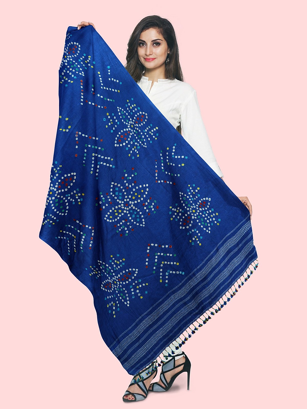 Handmade Cashmilon Blue Color Shawl (53)
