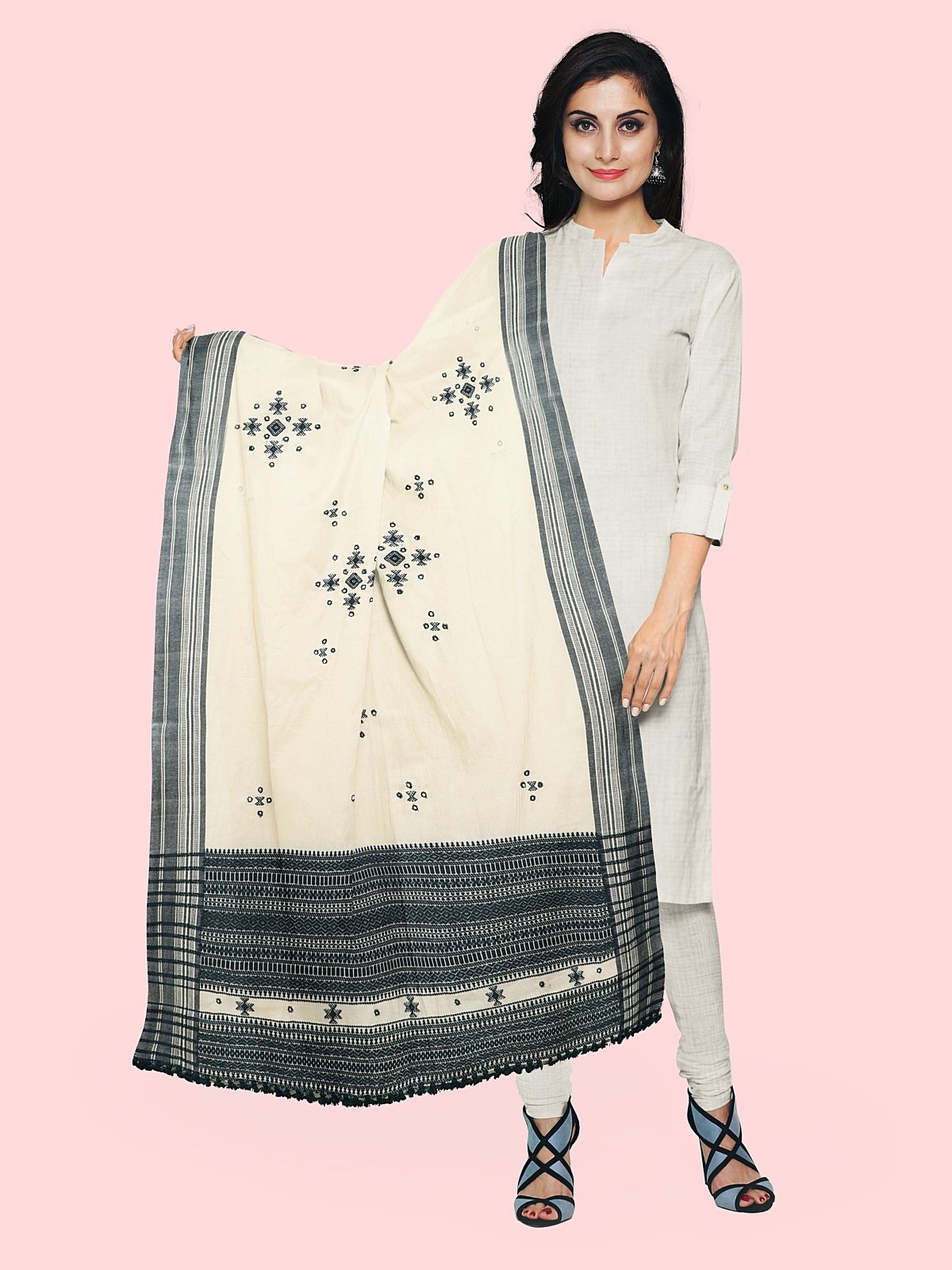 Handmade Woven Cashmilon Shawl with Work (2)