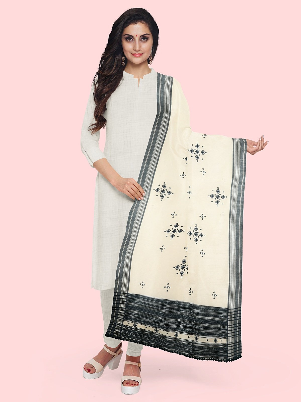 Handmade Woven Cashmilon Shawl with Work (3)