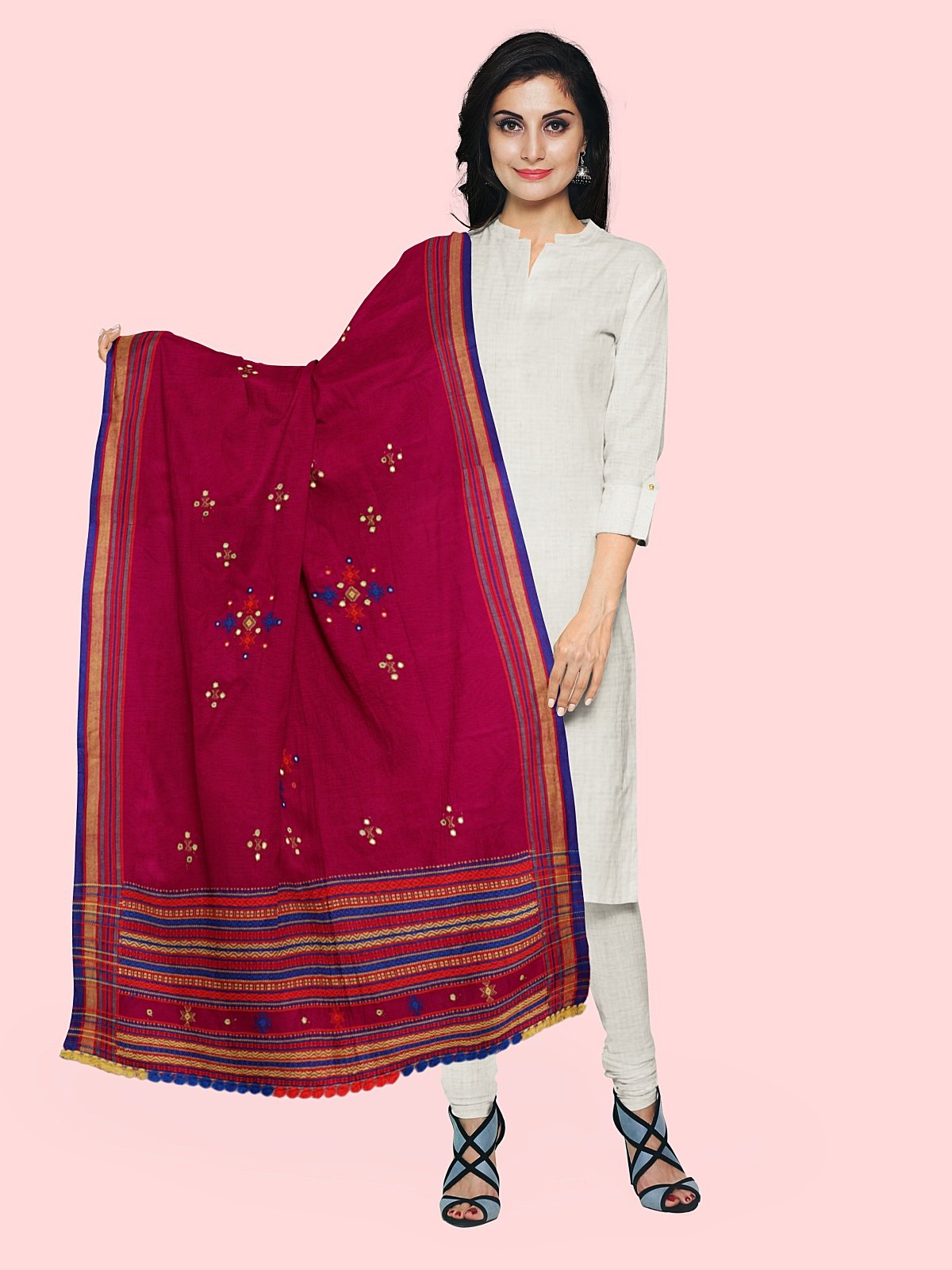 Handwoven Cashmilon Shawl with Mirror Work (2)
