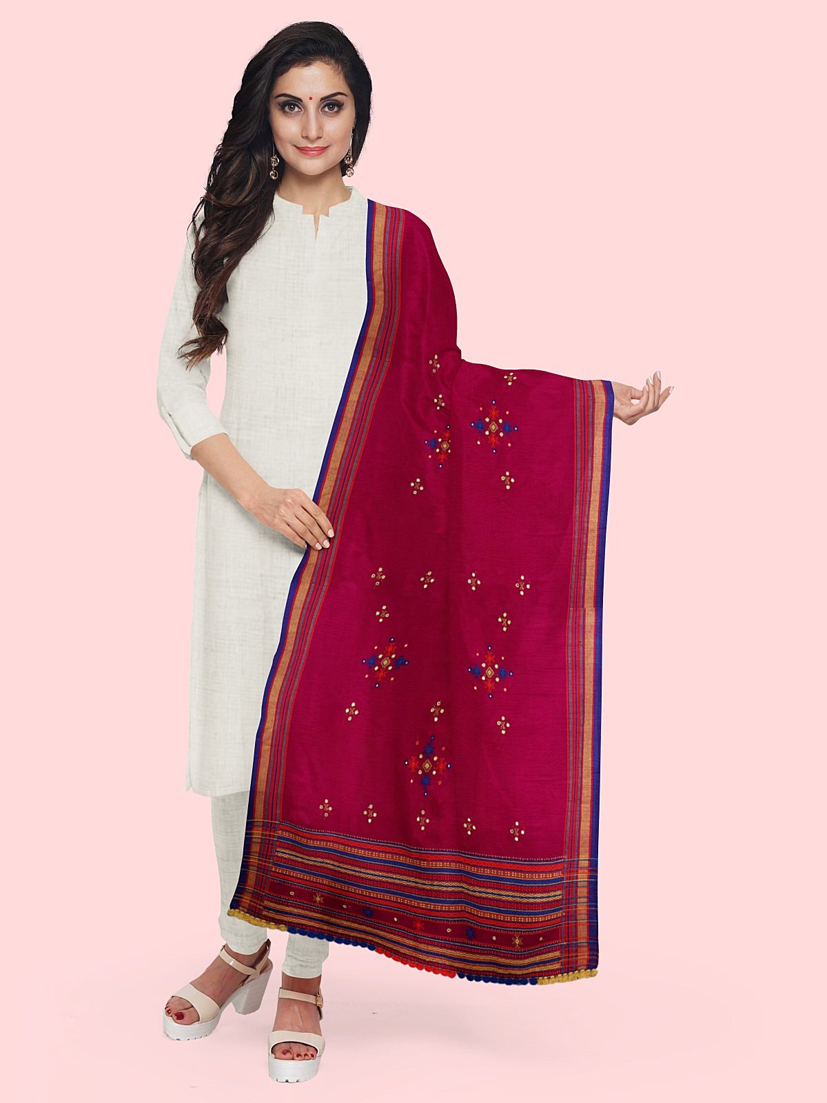Handwoven Cashmilon Shawl with Mirror Work (3)