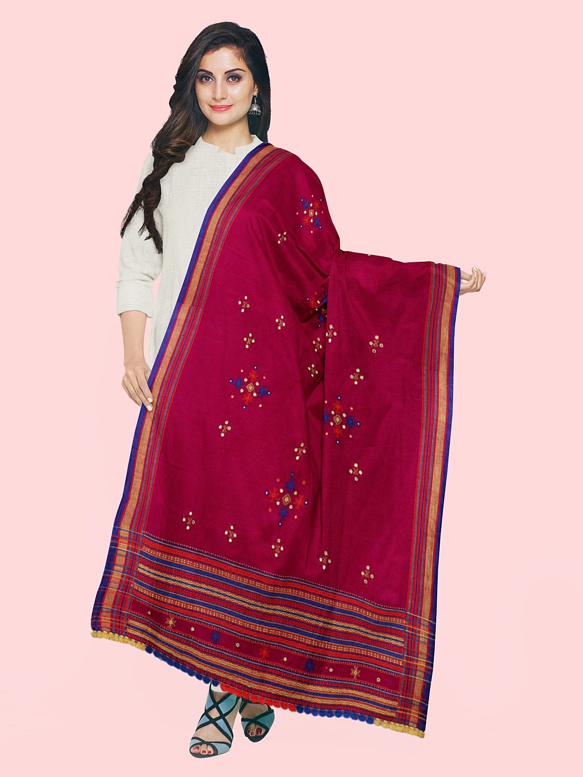 Handwoven Cashmilon Shawl with Mirror Work (4)