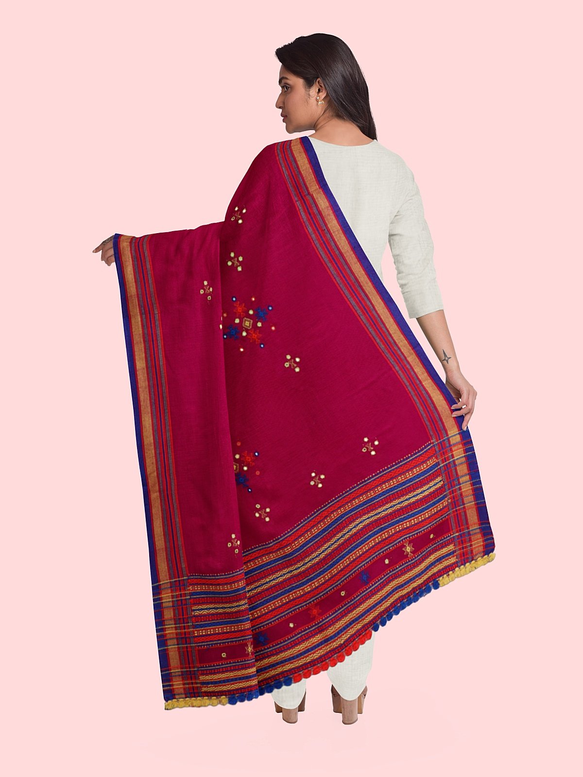 Handwoven Cashmilon Shawl with Mirror Work (5)