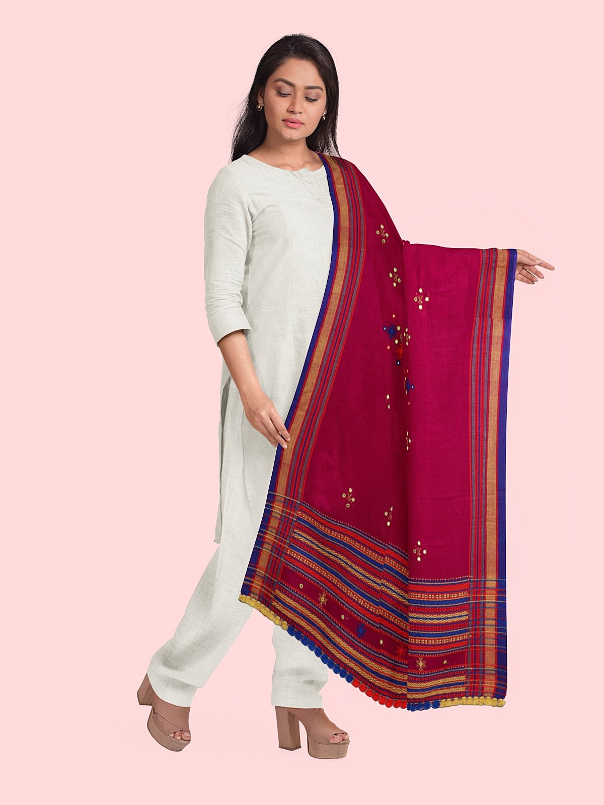 Handwoven Cashmilon Shawl with Mirror Work (7)
