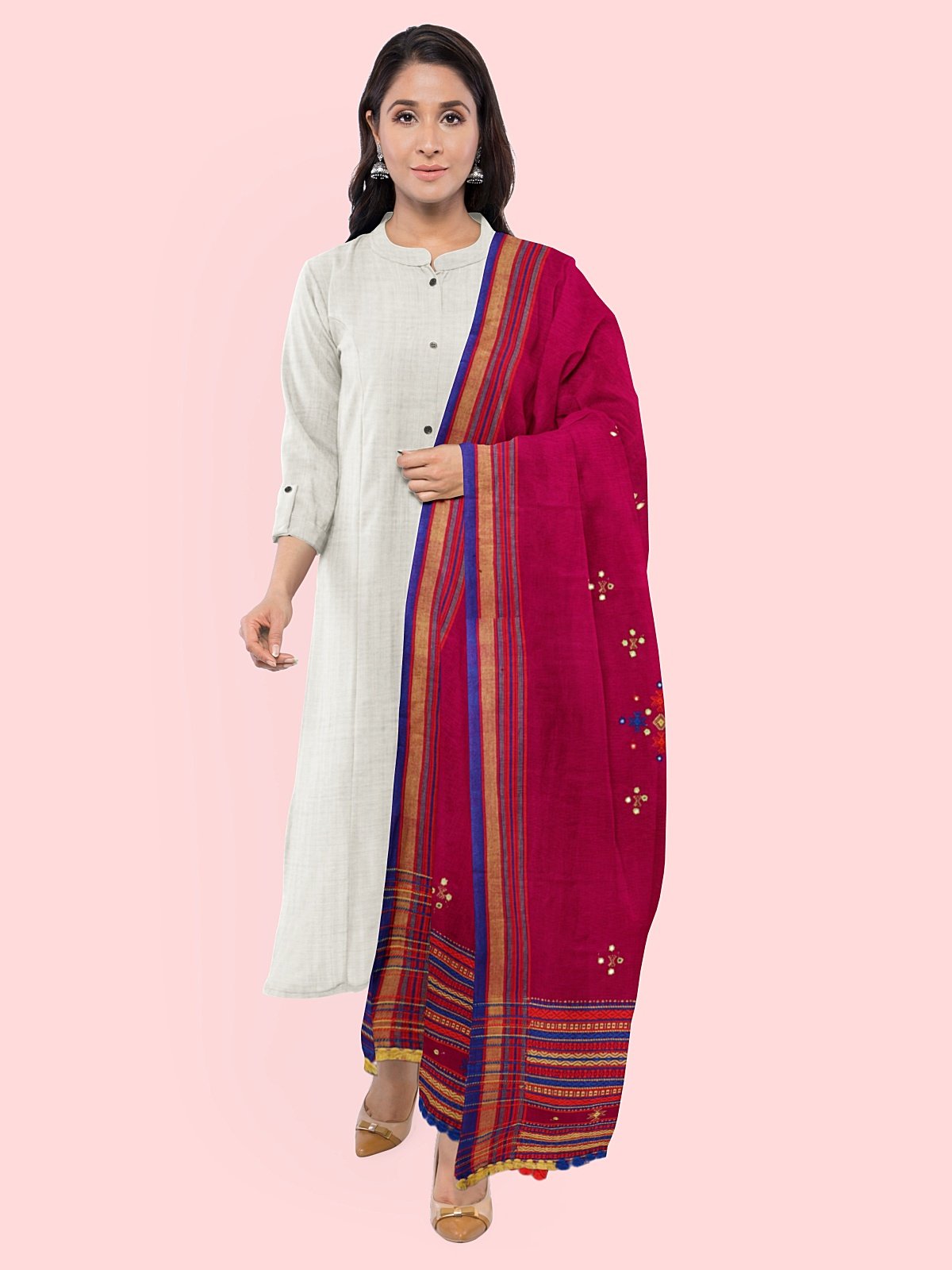 Handwoven Cashmilon Shawl with Mirror Work (9)