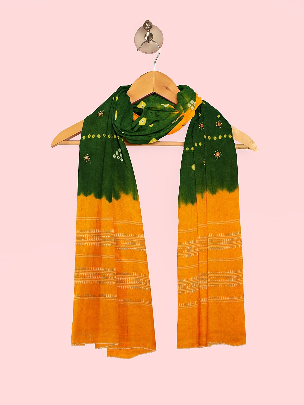Jetpur Bandhani Woolen Green Shawl (15)