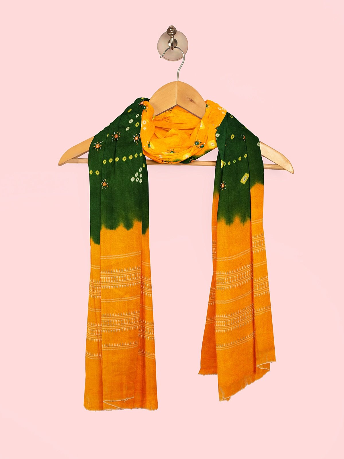 Jetpur Bandhani Woolen Green Shawl (16)
