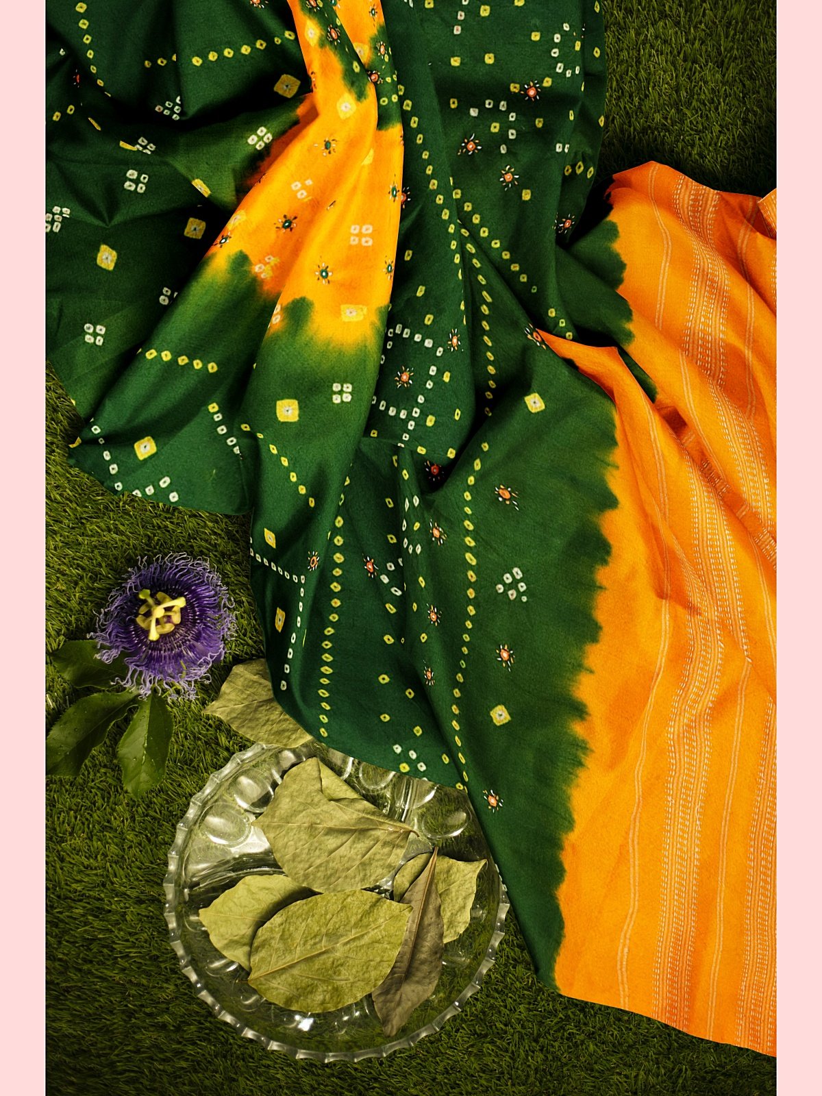 Jetpur Bandhani Woolen Green Shawl (24)