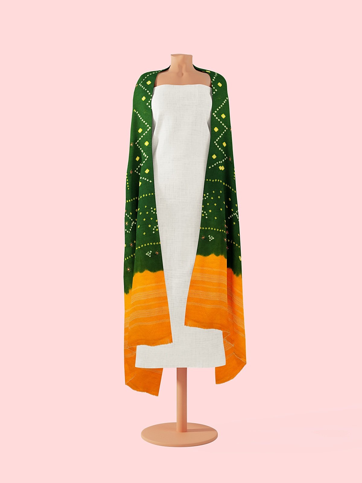 Jetpur Bandhani Woolen Green Shawl (3)