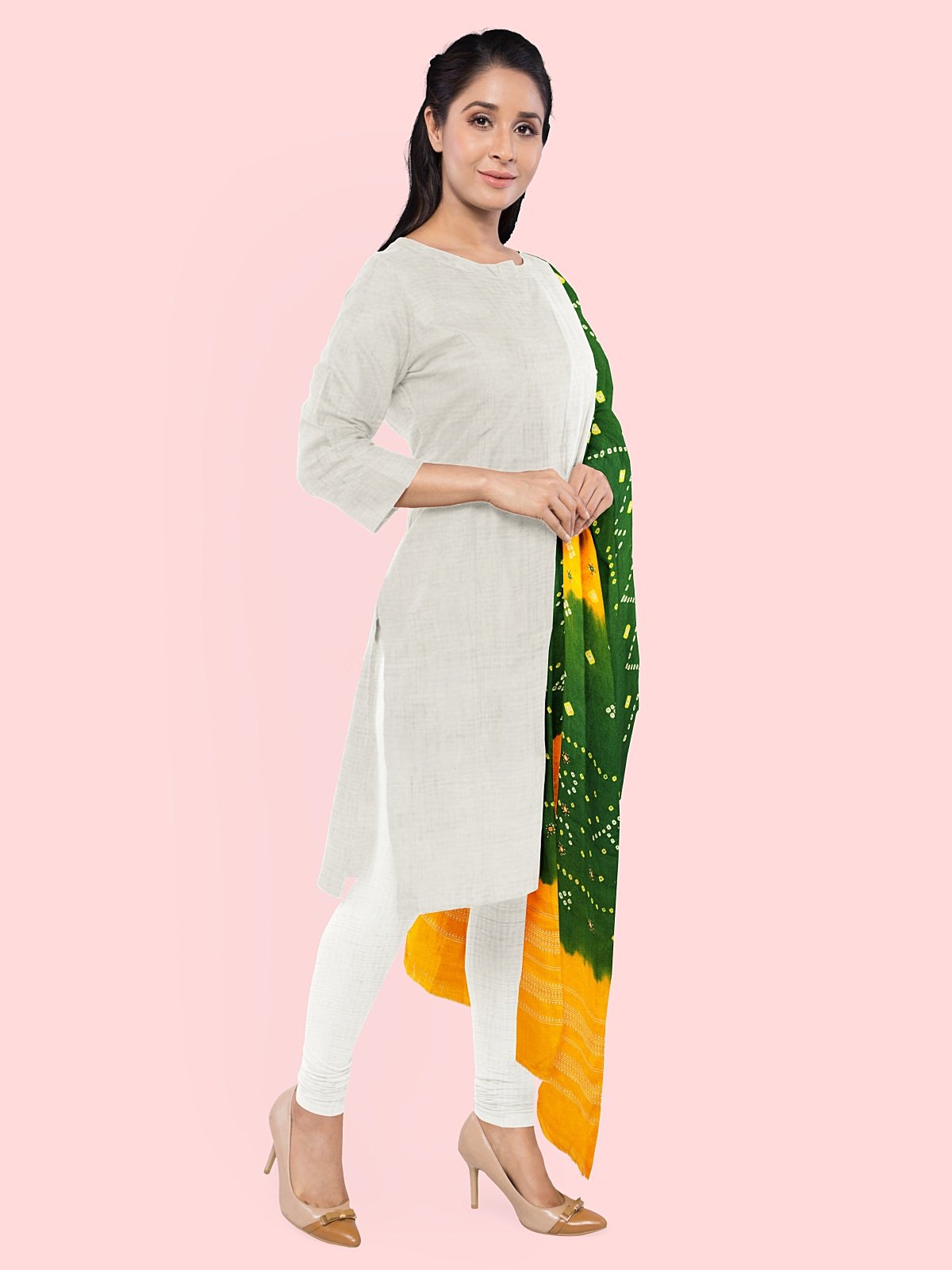 Jetpur Bandhani Woolen Green Shawl (30)