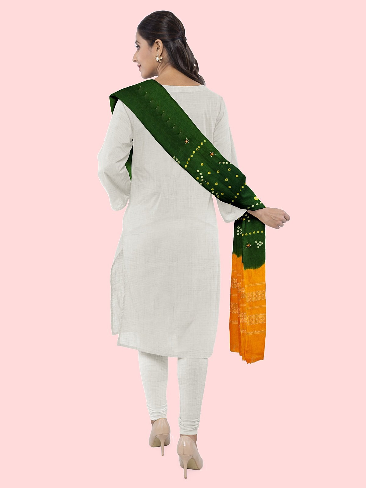 Jetpur Bandhani Woolen Green Shawl (32)